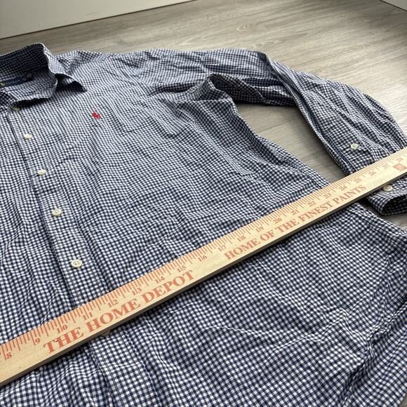 Ralph Lauren Men's XL Blue White Gingham Check Button Down Shirt Red Pony - Picture 5 of 9